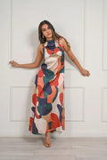 Abstract Print Satin Maxi Dress – 82.1