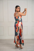 Abstract Print Satin Maxi Dress – 82.4