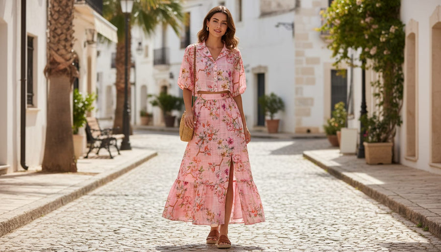 Classy Floral & Leaf Linen Printed Fabrics