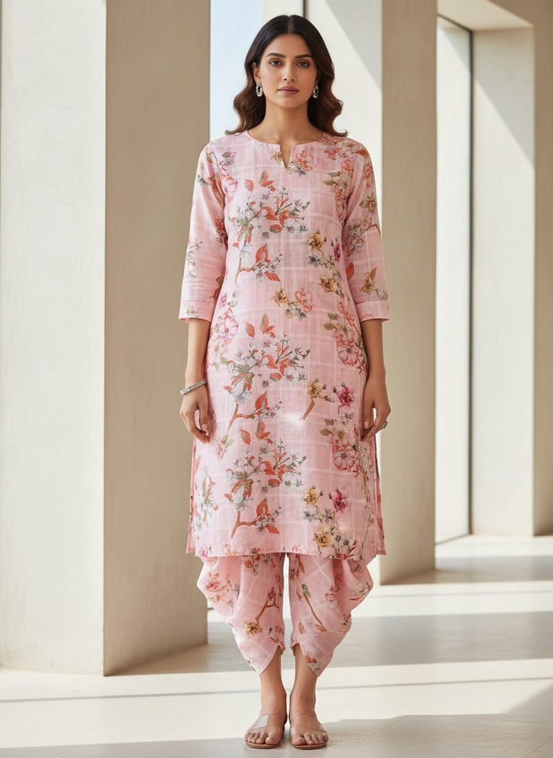 Classy Floral & Leaf Linen Printed Fabrics