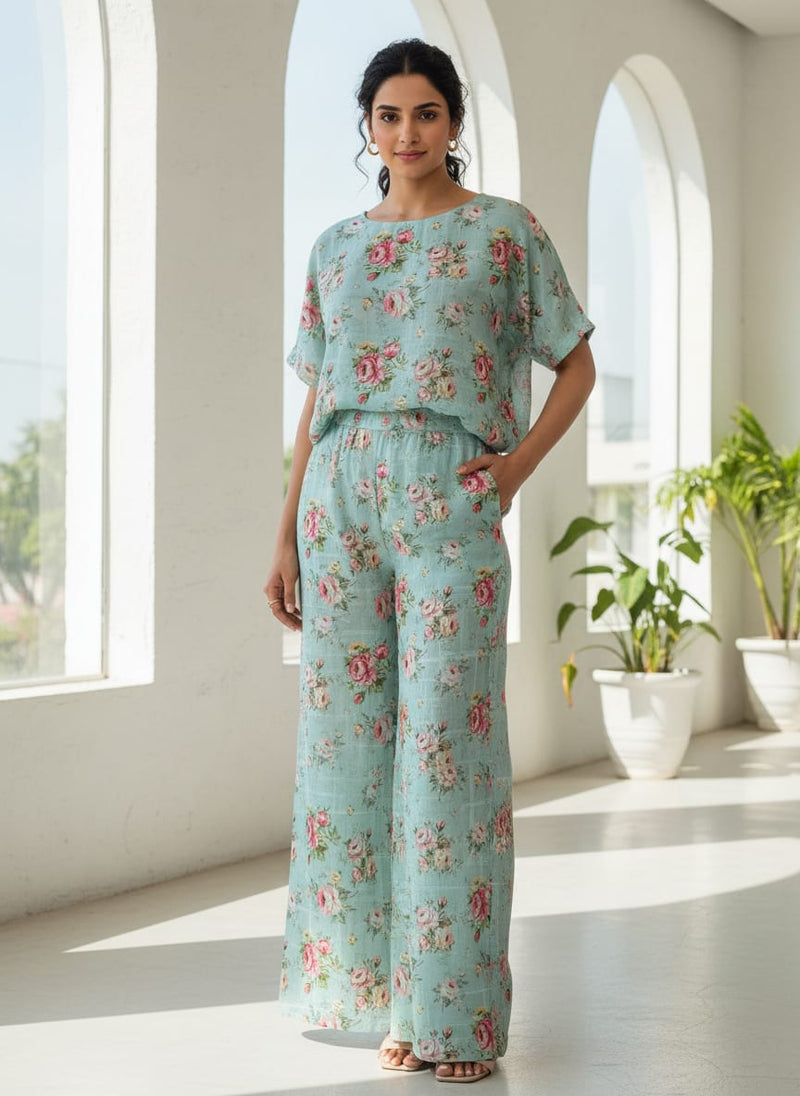 Gorgeous Floral Linen Fabric in Yellow, Pink, and Green