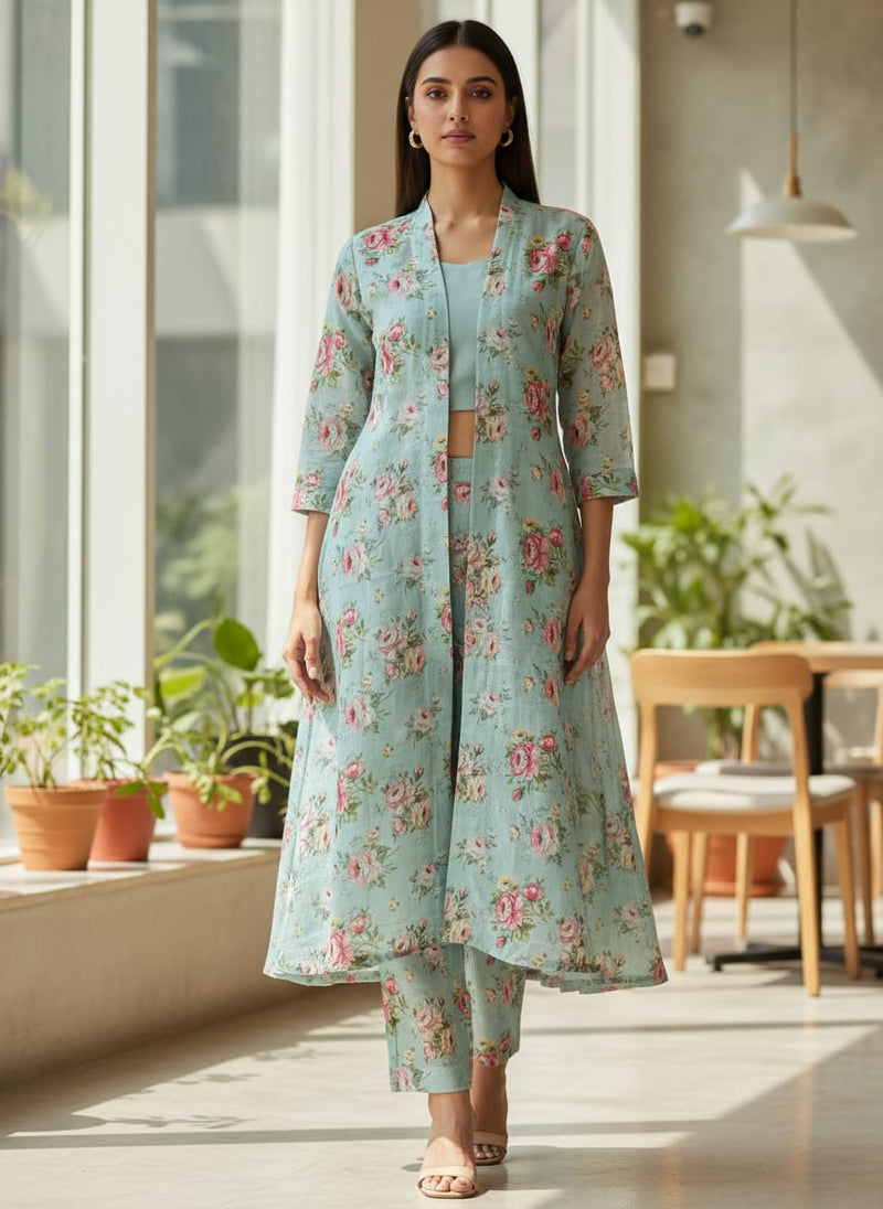 Gorgeous Floral Linen Fabric in Yellow, Pink, and Green