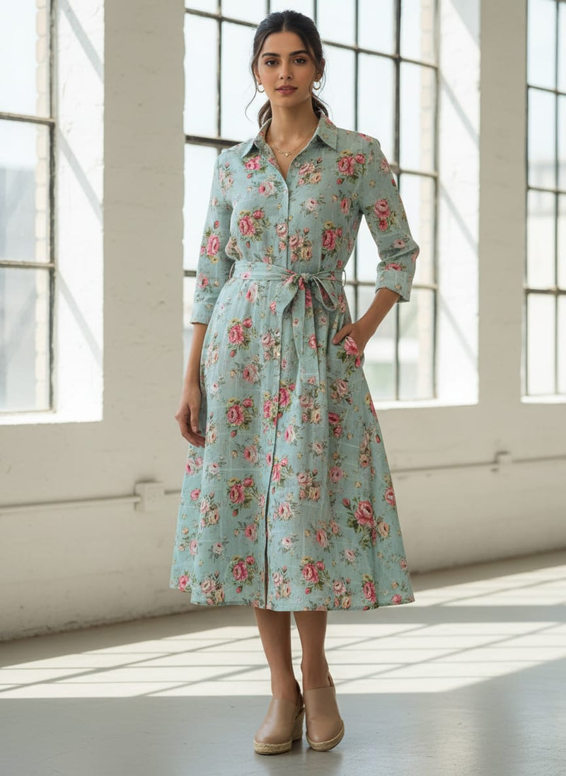 Gorgeous Floral Linen Fabric in Yellow, Pink, and Green