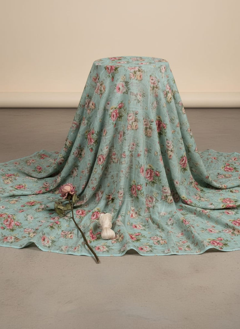 Gorgeous Floral Linen Fabric in Yellow, Pink, and Green