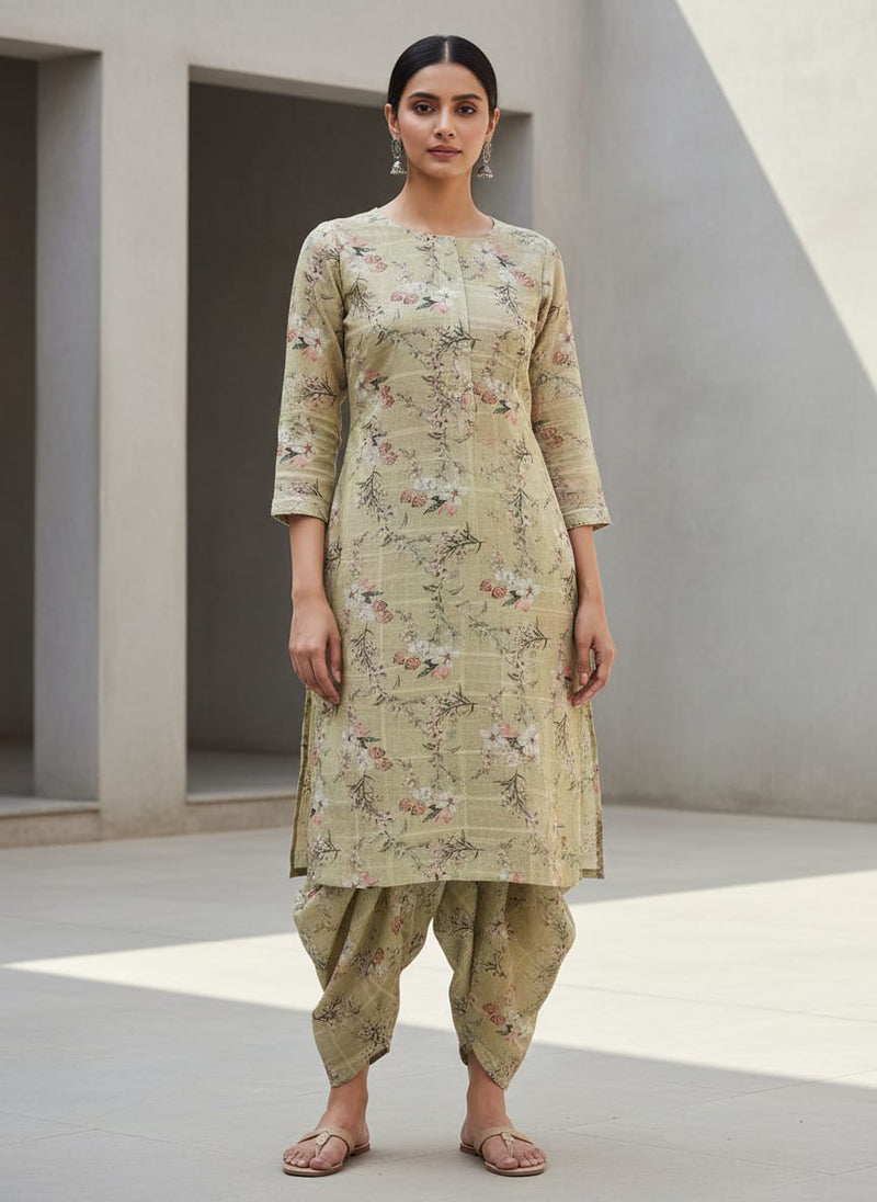 Gorgeous Velly Linen Fabric with Stunning Floral and Leaves Design
