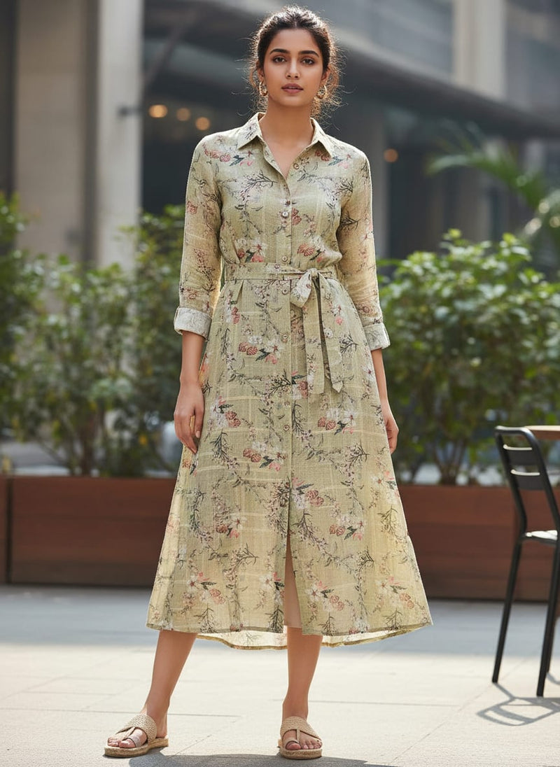 Gorgeous Velly Linen Fabric with Stunning Floral and Leaves Design