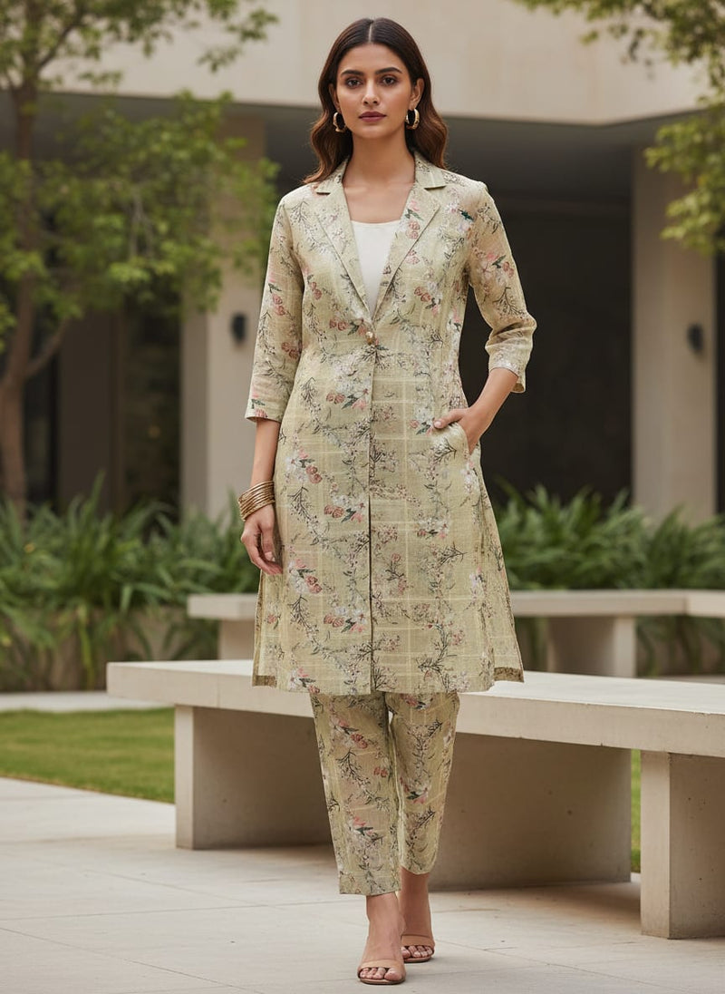 Gorgeous Velly Linen Fabric with Stunning Floral and Leaves Design