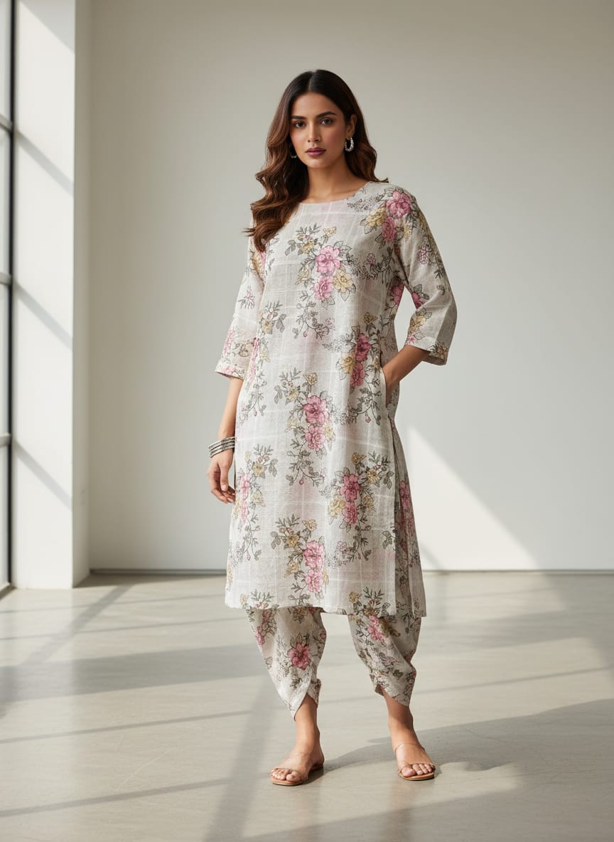 Classy Linen Fabric with a Vibrant Floral Tapestry