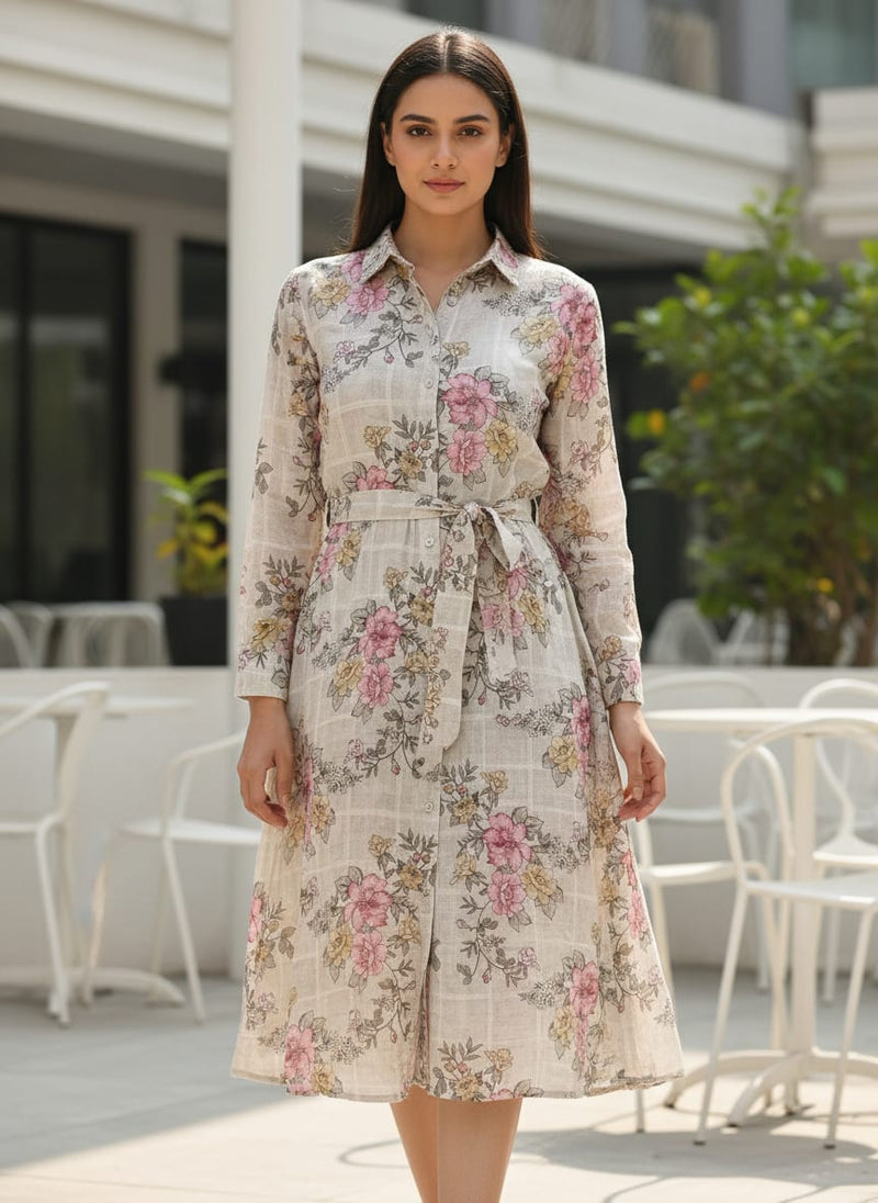 Classy Linen Fabric with a Vibrant Floral Tapestry