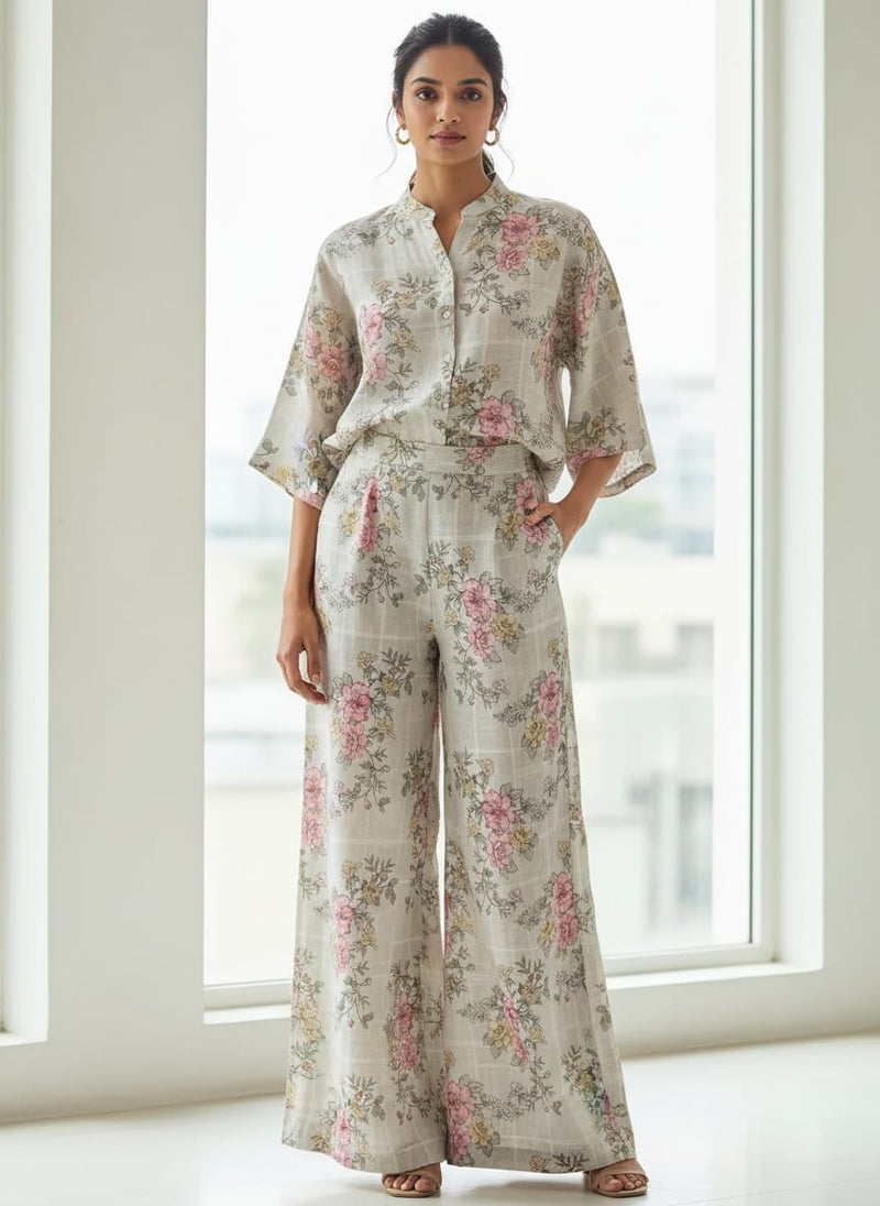 Classy Linen Fabric with a Vibrant Floral Tapestry
