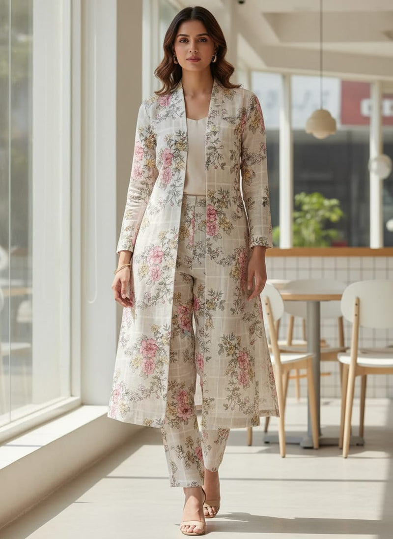 Classy Linen Fabric with a Vibrant Floral Tapestry