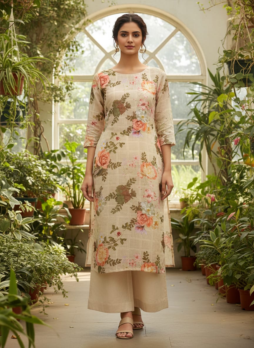 Gorgeous Floral Linen with Big Flower Print