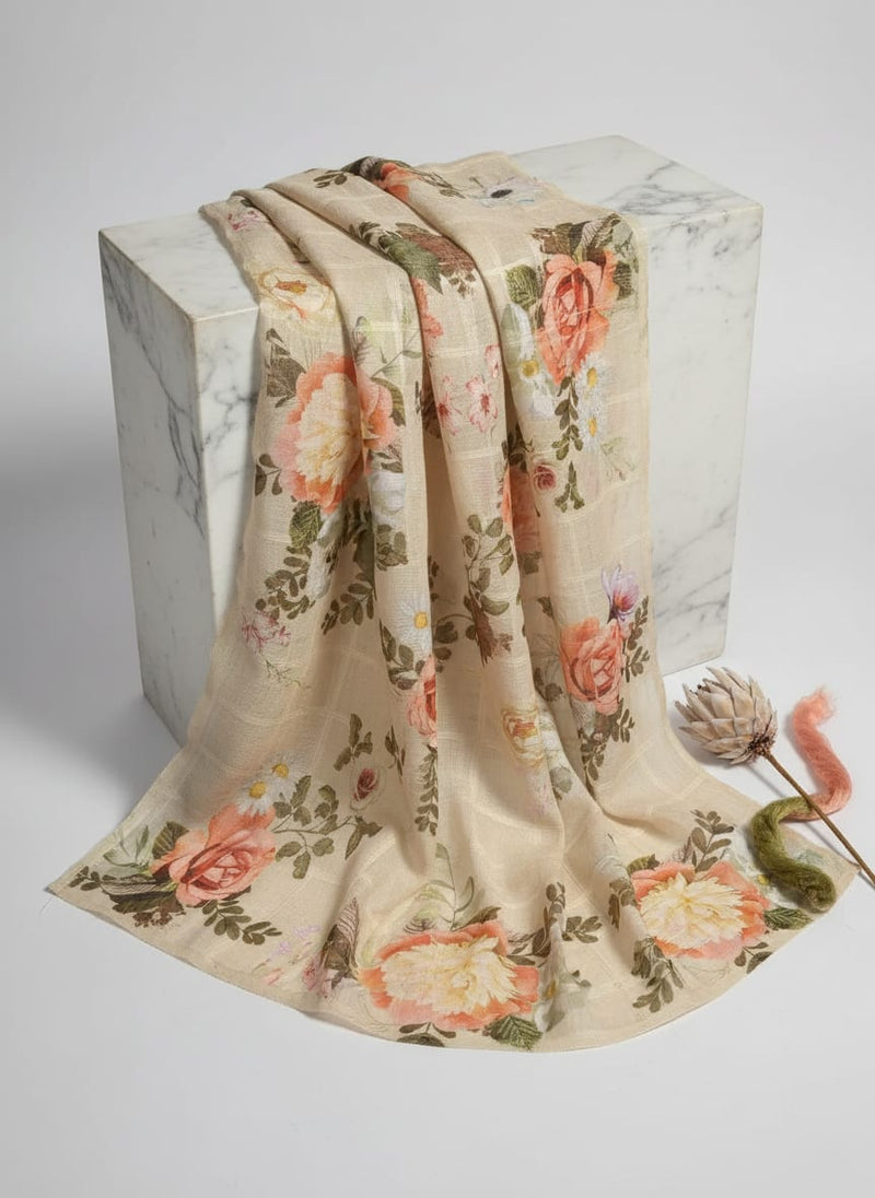 Gorgeous Floral Linen with Big Flower Print