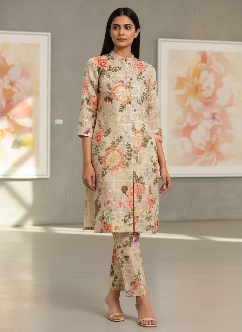 Gorgeous Floral Linen with Big Flower Print