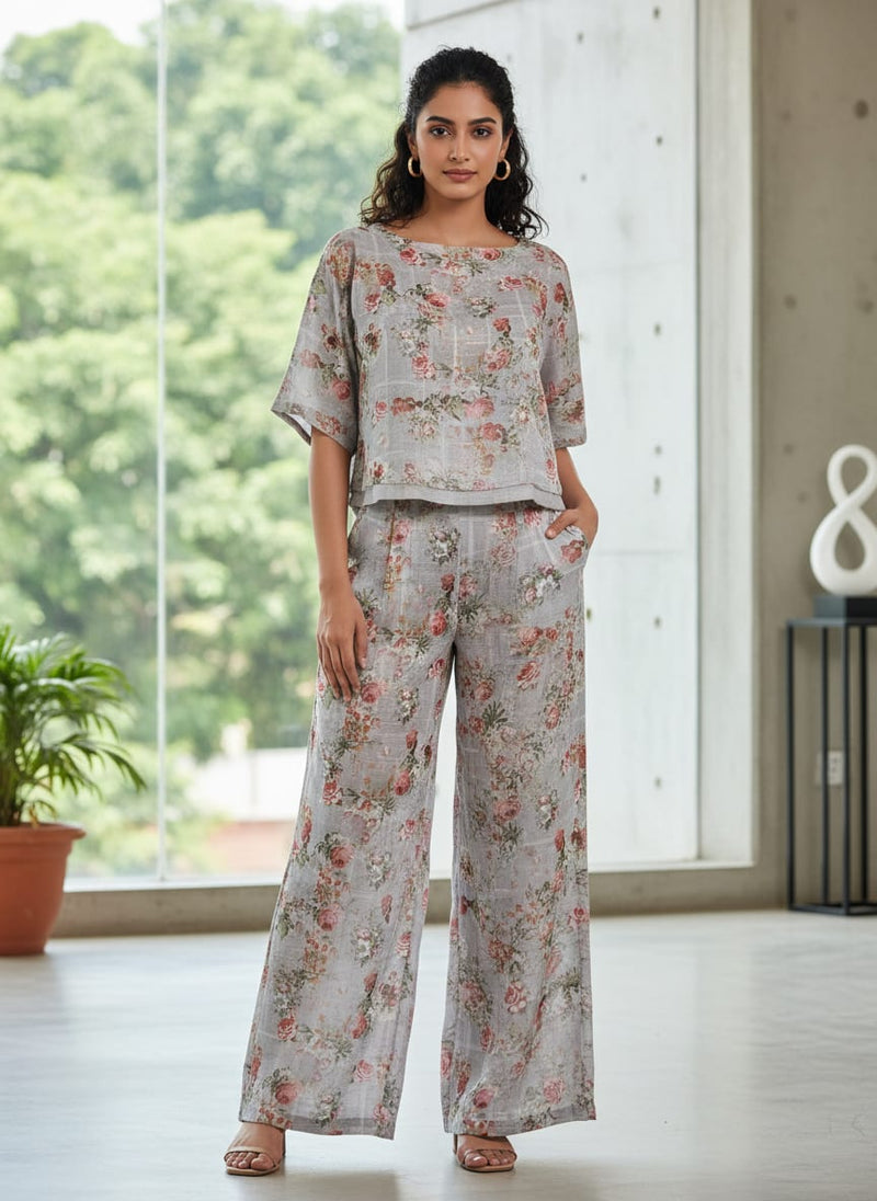 Gorgeous Floral Linen Fabric Material
