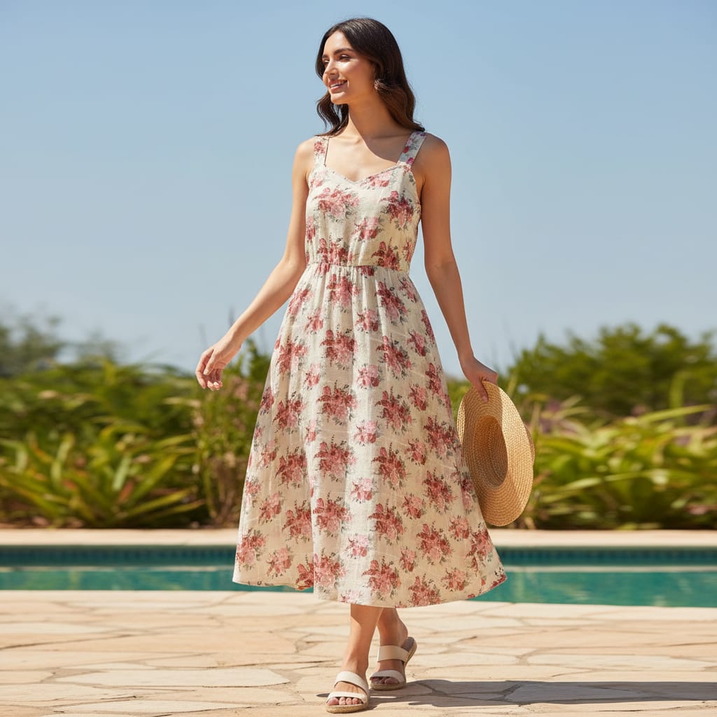 Gorgeous Floral Printed Linen Fabric Material