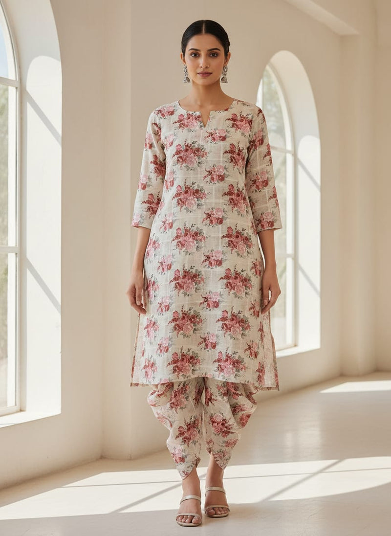 Gorgeous Floral Printed Linen Fabric Material