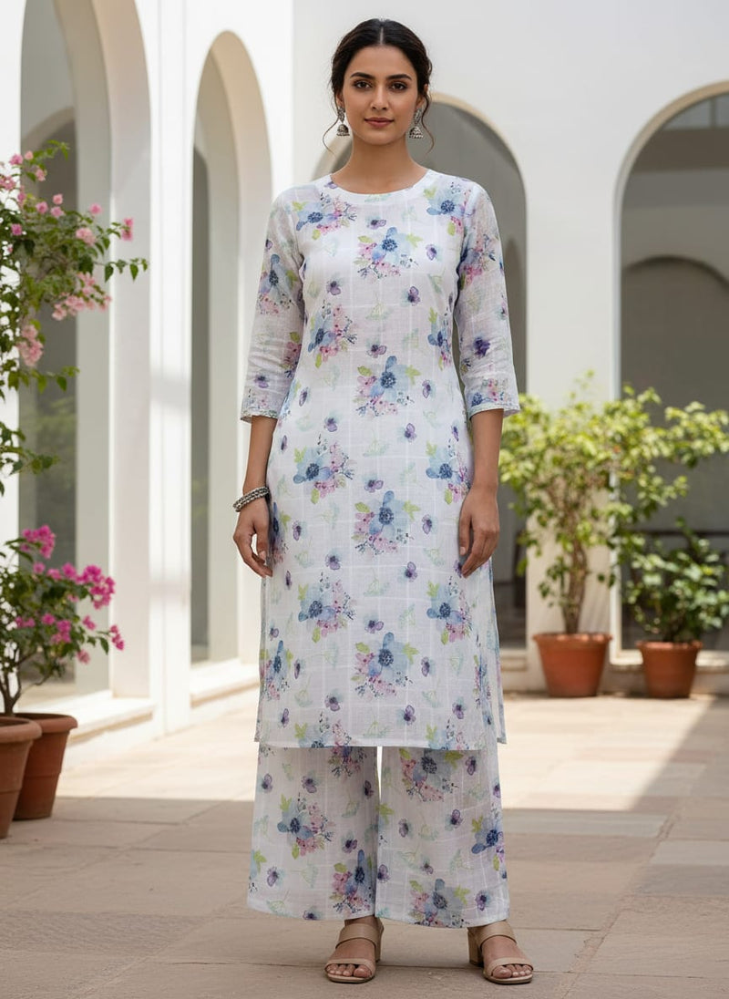 Gorgeous Floral Printed Linen Fabric Material
