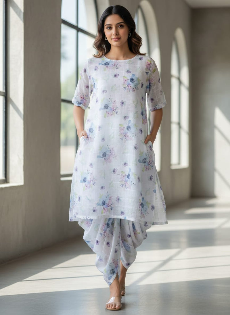 Gorgeous Floral Printed Linen Fabric Material