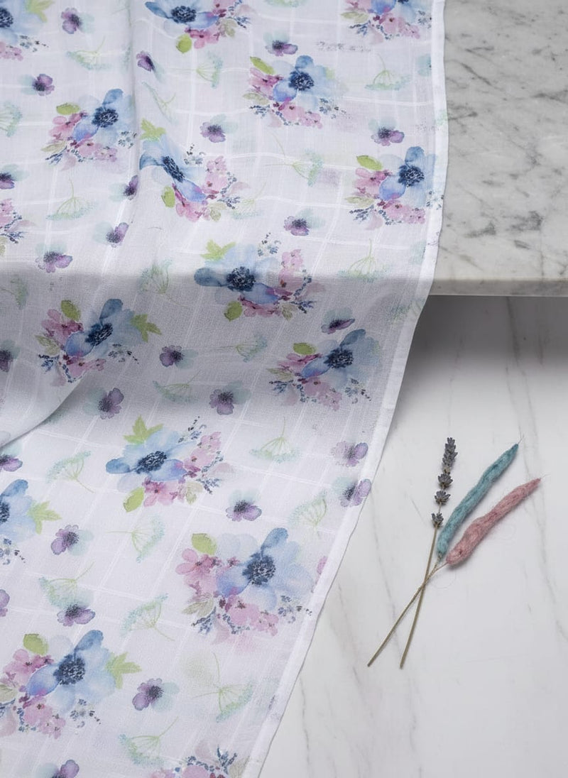 Gorgeous Floral Printed Linen Fabric Material