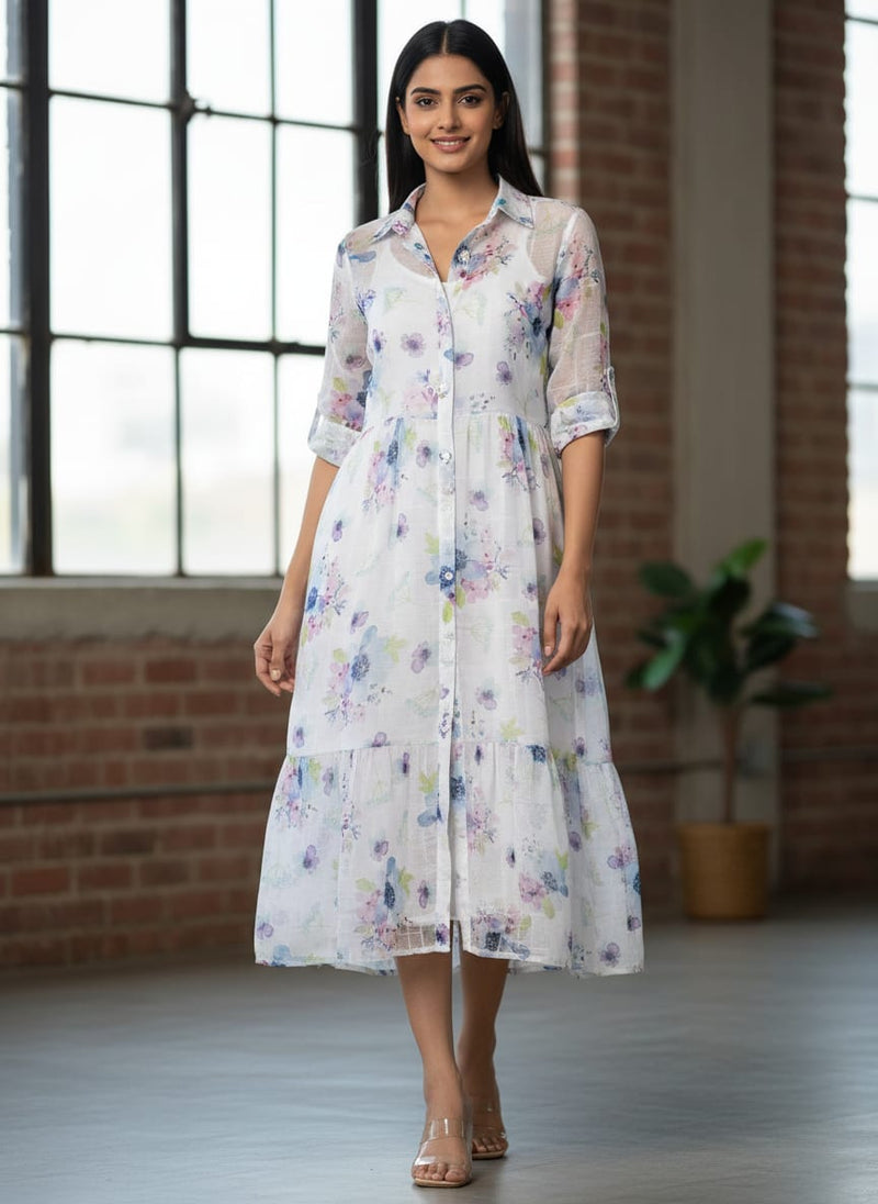 Gorgeous Floral Printed Linen Fabric Material