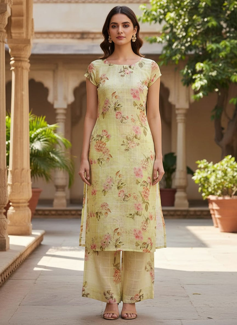 Gorgeous Linen Flower Print Fabric with Decorative Floral Design