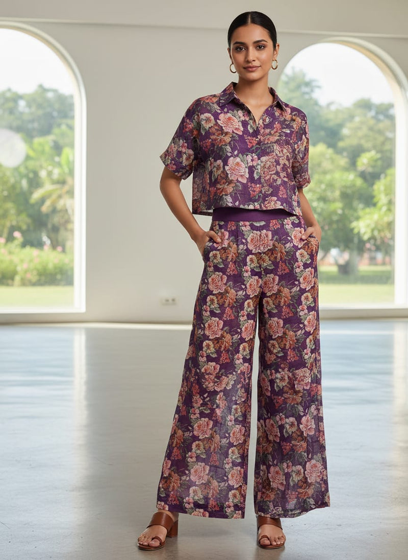 Gorgeous Floral Print Linen Digital Fabric Material