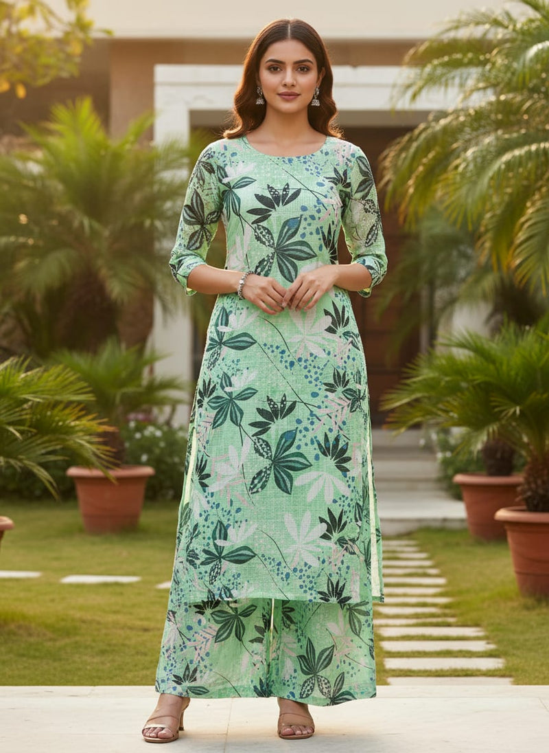 Gorgeous Floral and Leaves Printed Kota Doria Fabric Material
