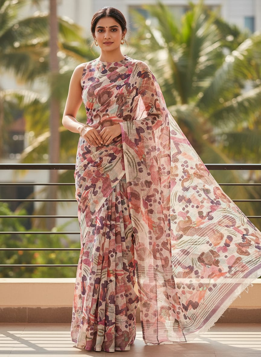 Geometric Print Kota Doria Fabric Material