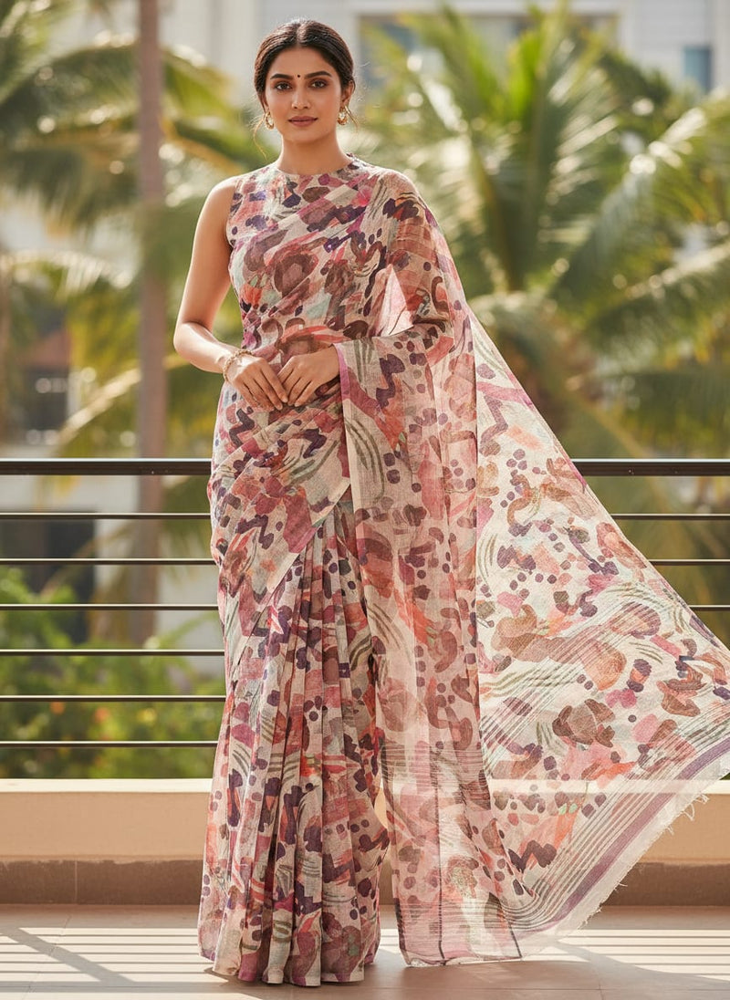 Geometric Print Kota Doria Fabric Material