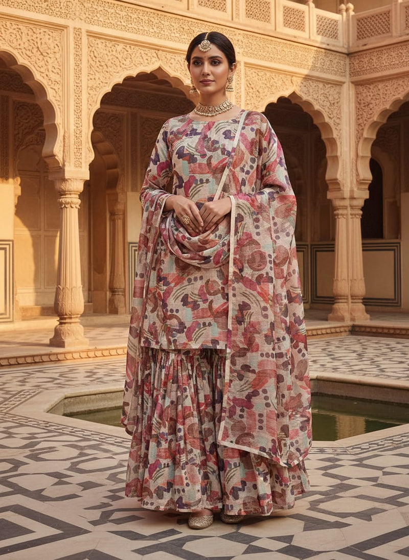 Geometric Print Kota Doria Fabric Material