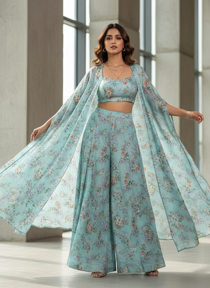 Tusser Silk Fabric Material with Decorative Flower Valley