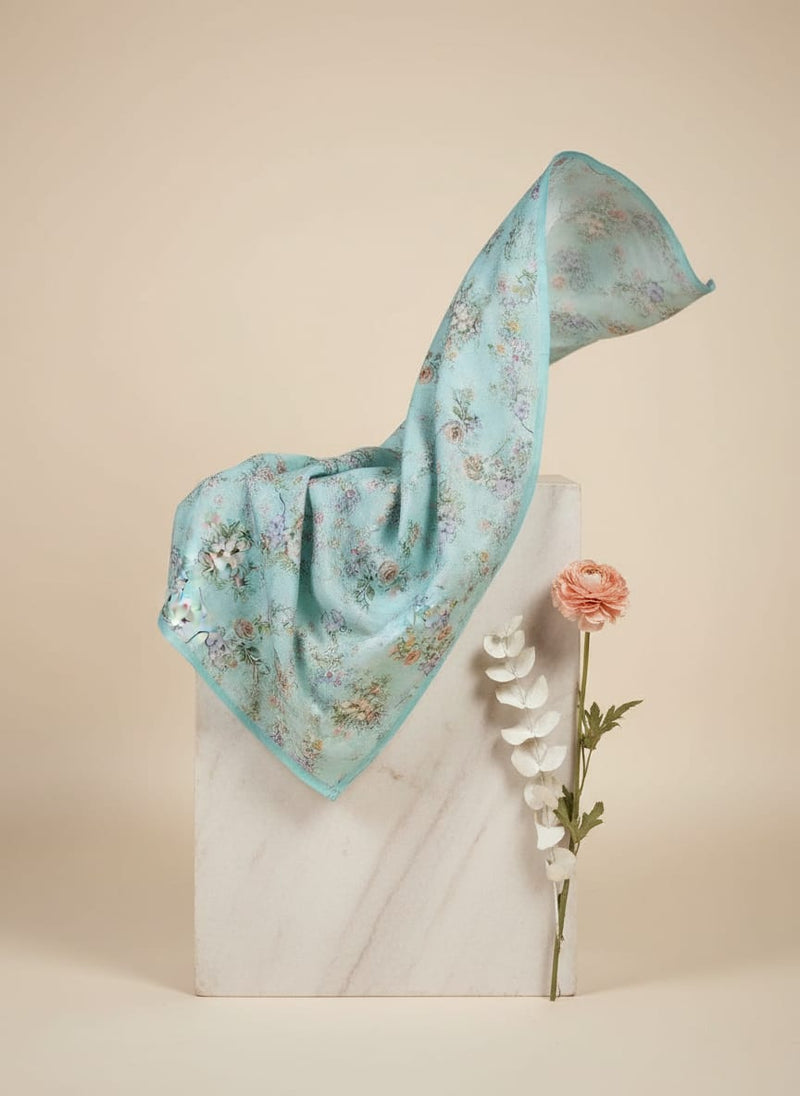 Tusser Silk Fabric Material with Decorative Flower Valley