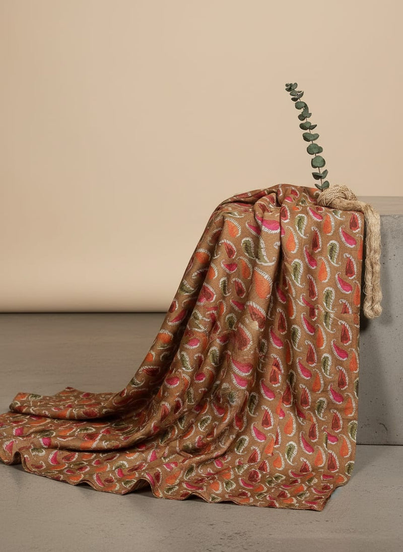 Tusser Silk Fabric Material with Colorful Paisley Print