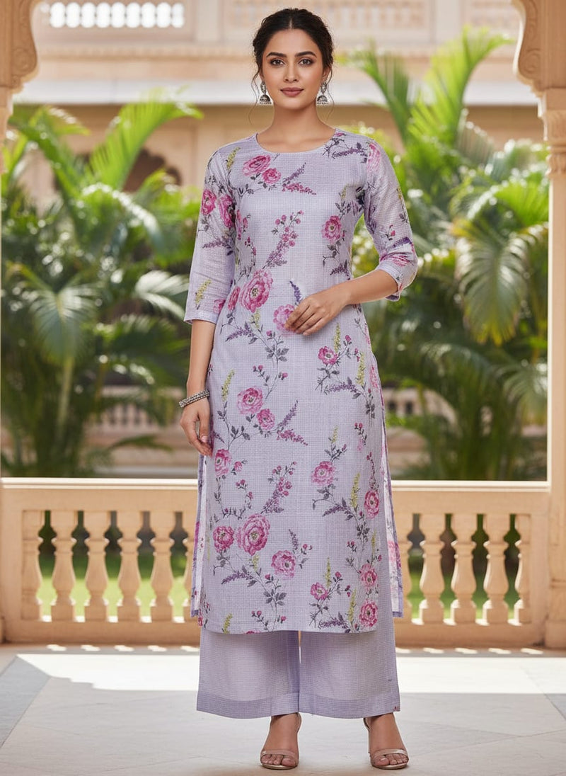 Gorgeous Pink Floral Velly Kota Doria Printed Fabric Material