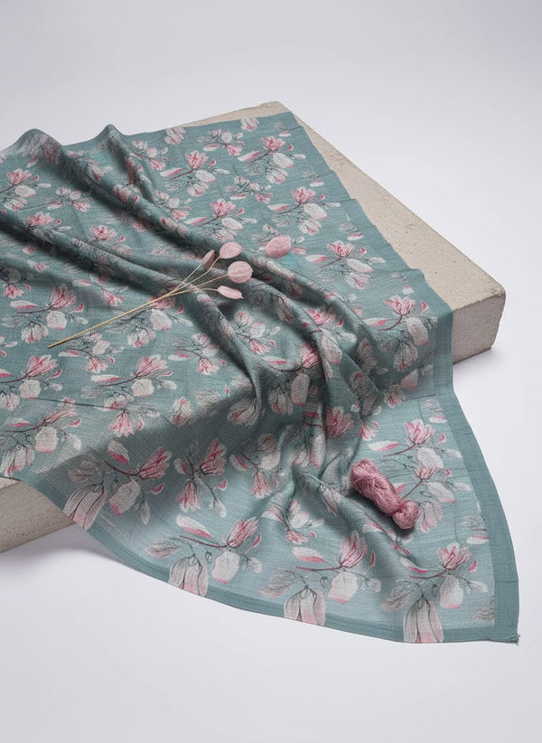 Gorgeous Floral Kota Doria Digital Print Fabric for Classy Outfits - Fabric Editorial Studio Flatlay Lookbook - KD-0-PA11064-110
