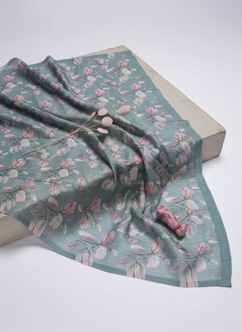 Gorgeous Floral Kota Doria Digital Print Fabric for Classy Outfits