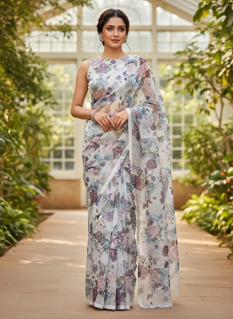 Gorgeous Kota Doria Bunch of Flower Digital Printed Fabric Material