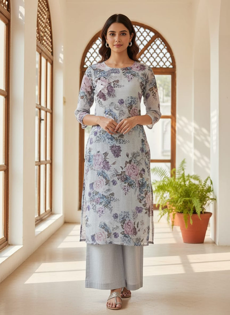 Gorgeous Kota Doria Bunch of Flower Digital Printed Fabric Material