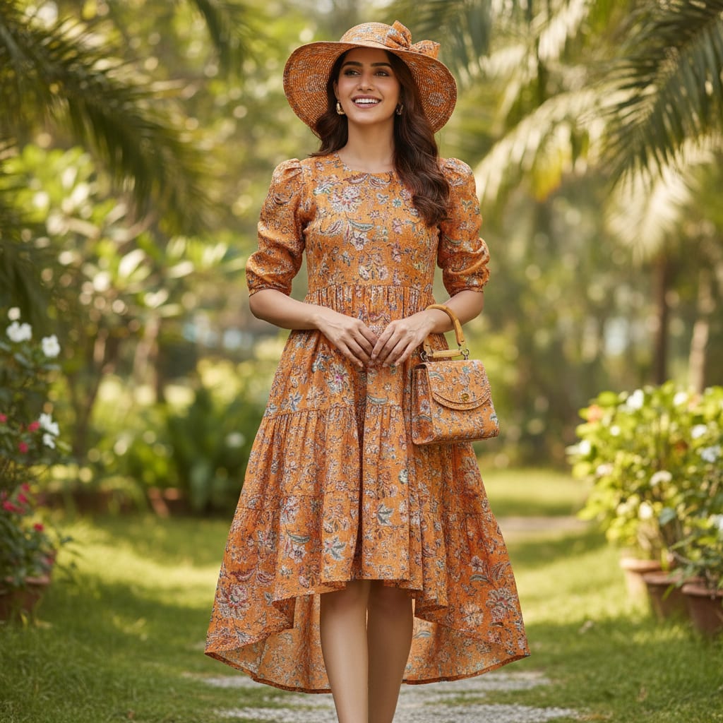 Gorgeous Yellow Ditsy Digital Printed Kota Doria Fabric for Classy Outfits