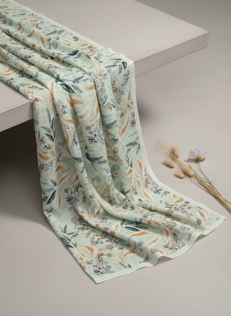 Gorgeous Yellow Leaves Kota Doria Fabric for Stunning Dress Making