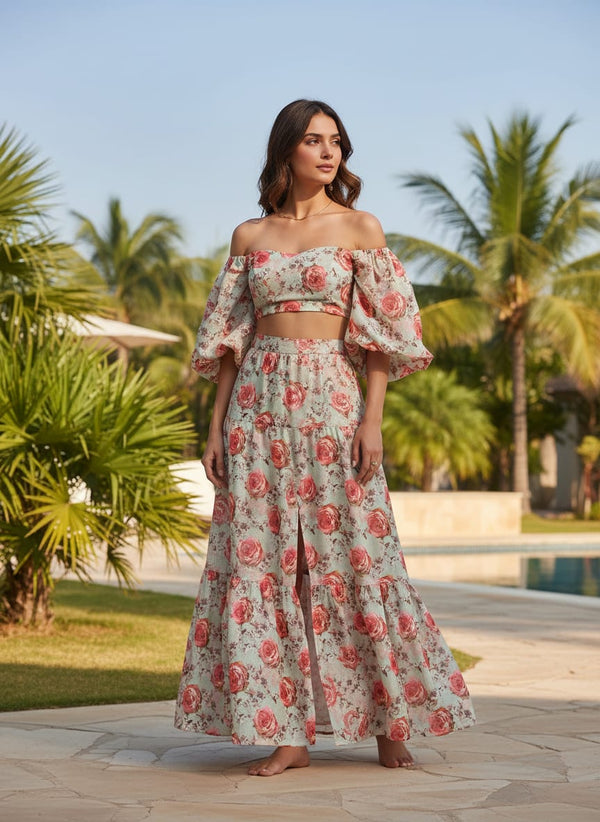 Gorgeous Floral Printed Kota Doria Fabric for Classy Dress Making - alternate view