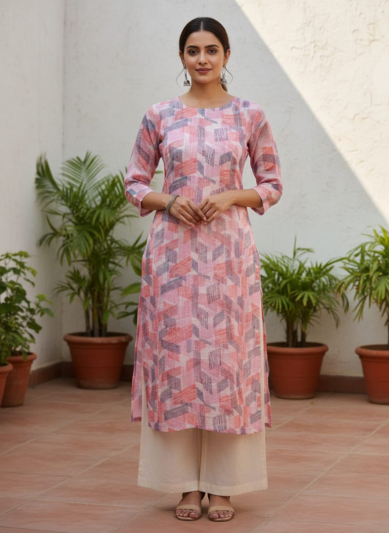 Gorgeous Abstract Print Kota Doria Digital Fabric Material for Classy Outfits