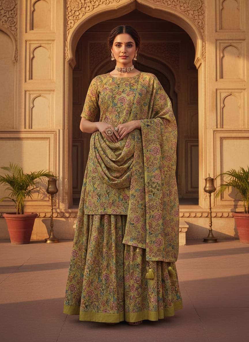 Gorgeous Floral Kota Doria Fabric Material for Classy Outfit Making