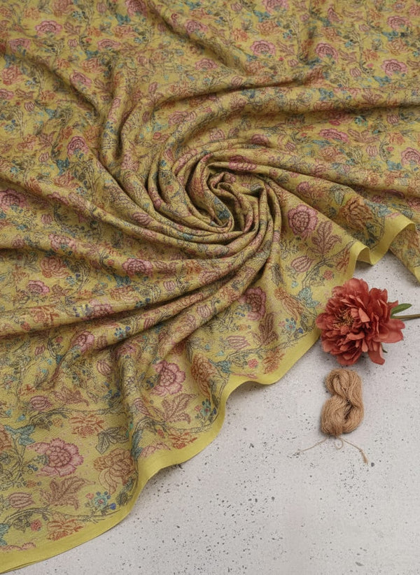 Gorgeous Floral Kota Doria Fabric Material for Classy Outfit Making - Fabric Editorial Studio Flatlay Lookbook - KD-0-MA021993-110