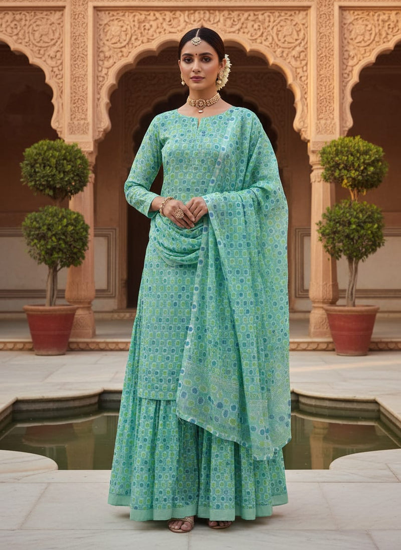 Gorgeous Kota Doria Digital Print Fabric Materials for Making Classy Outfits