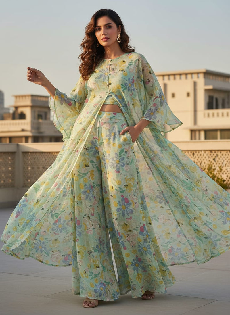 Eye-Catching Floral Kota Doria Digital Printed Fabric for Classy Outfit