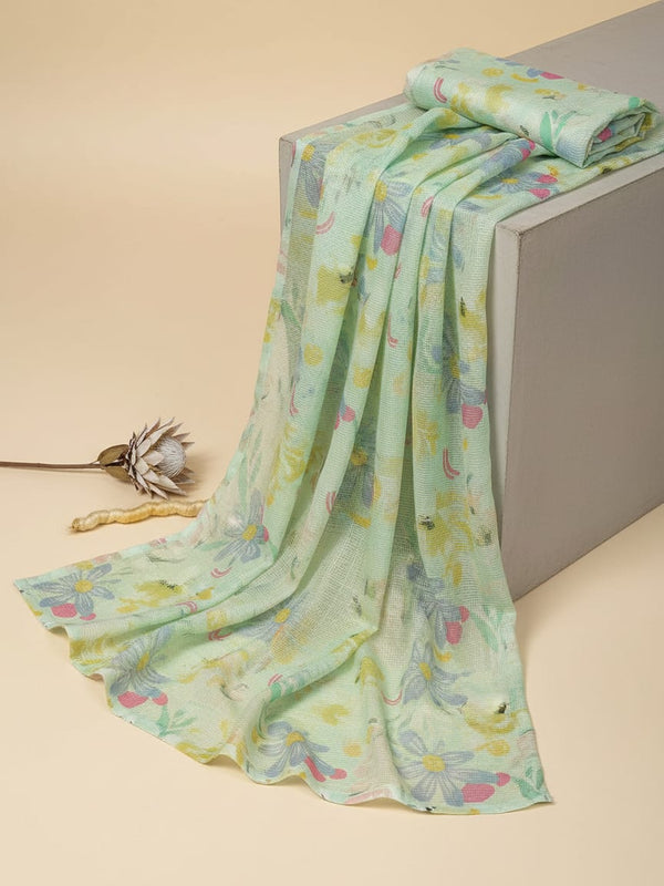 Eye-Catching Floral Kota Doria Digital Printed Fabric for Classy Outfit