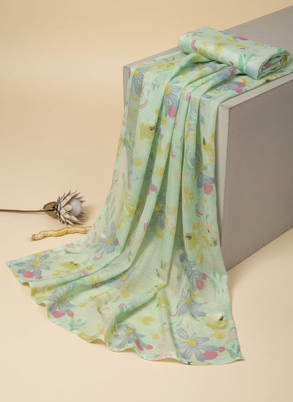Eye-Catching Floral Kota Doria Digital Printed Fabric for Classy Outfit - Fabric Editorial Studio Flatlay Lookbook - KD-0-PA7220-110