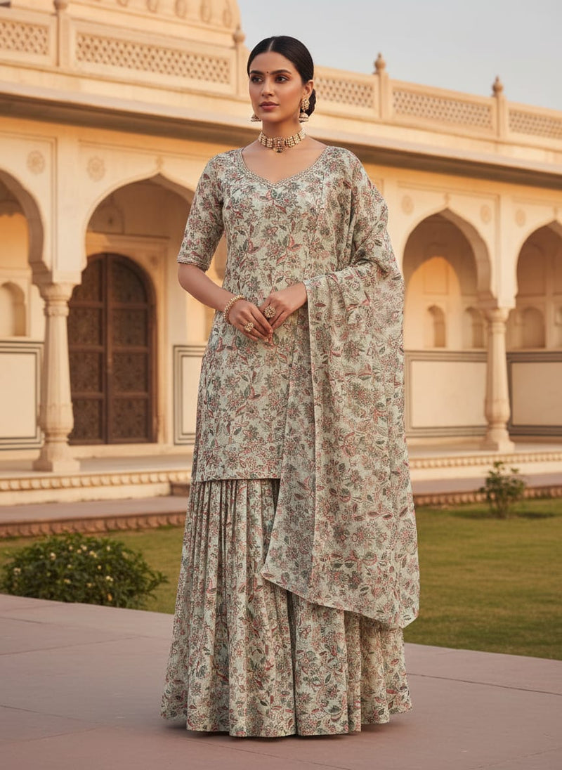 Classy Floral Velly Kota Doria Digital Printed Fabric Material